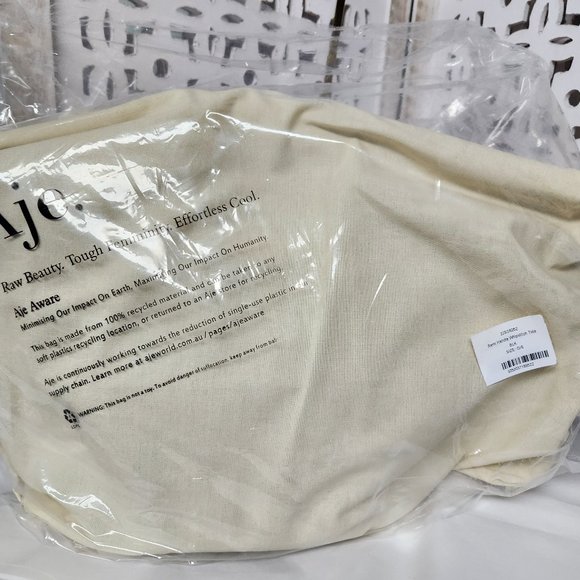 AJE Whipstitch Remi Black Large Leather Tote Gold Sculptural Handles PRICE DROP - Picture 4 of 10